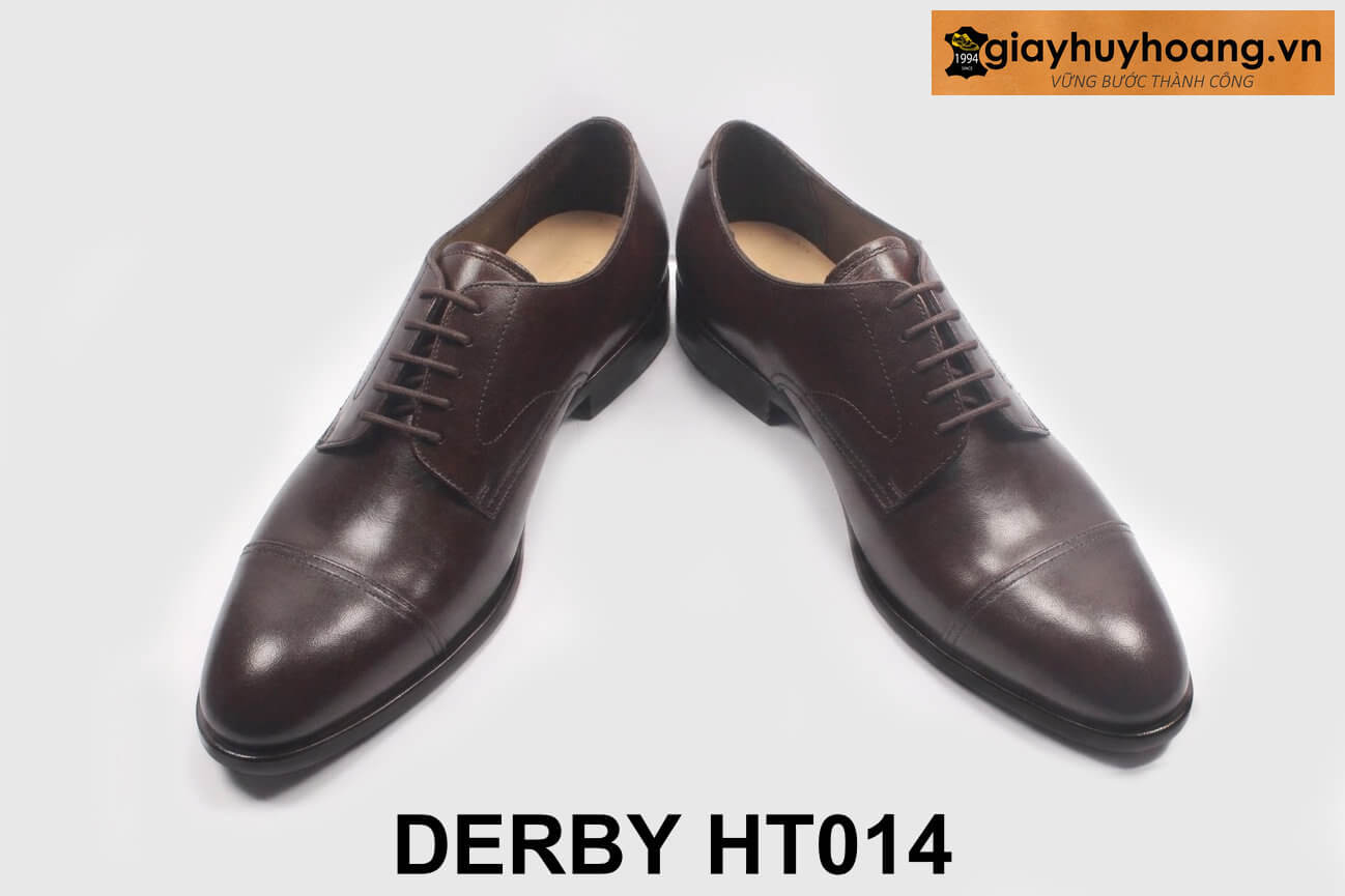 ban-giay-da-nam-thu-cong-derby-giayhuyhoang-nau-T014-002 Giày da nam công sở màu nâu sang trọng Derby HT014 003