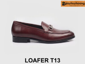 Giày da lười nam có khóa horesit đỏ đô Loafer T13 001