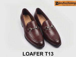 Giày da lười nam có khóa horesit đỏ đô Loafer T13 004