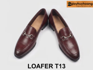 Giày da lười nam có khóa horesit đỏ đô Loafer T13 003