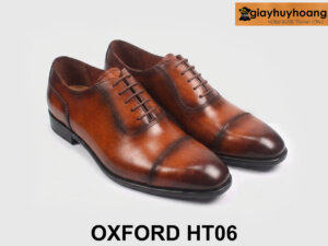 Giày tây da nam Oxford màu bò đế khâu chỉ HT06 004
