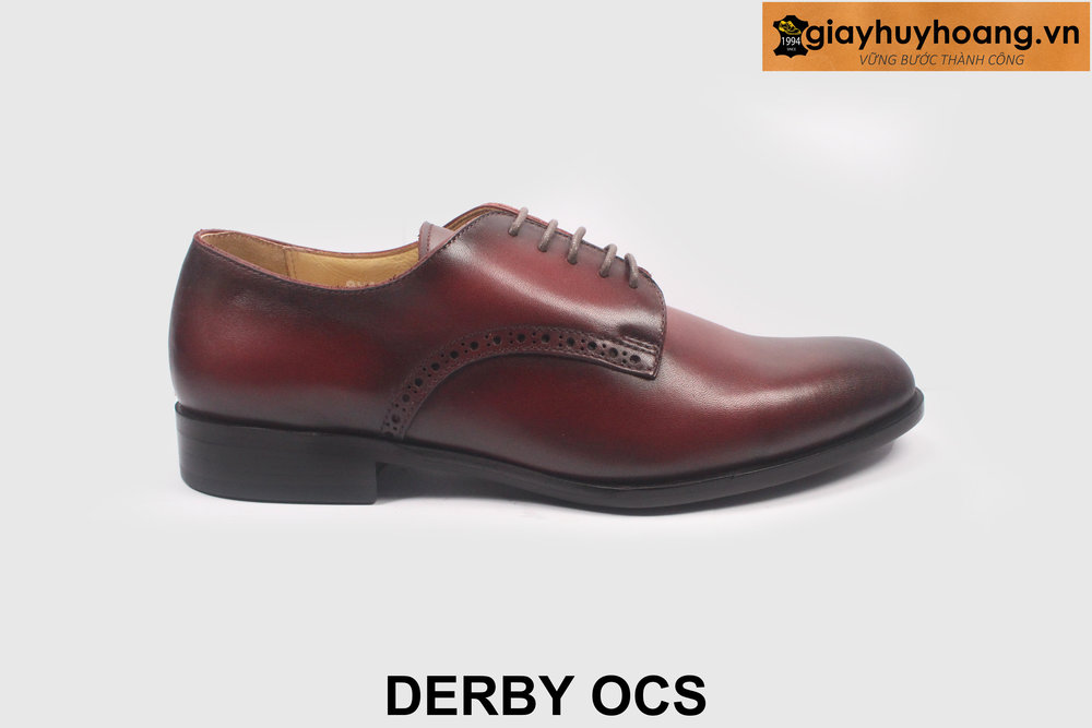 ban-giay-da-derby-nam-chinh-hang-giayhuyhoang-ocs-1 Giày tây nam patina đỏ đô derby nam đẹp OCS 001