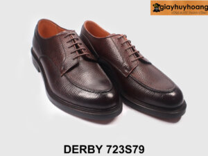 Giày tây nam công sở màu nâu da vân Derby 723S79 004
