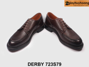 Giày tây nam công sở màu nâu da vân Derby 723S79 003