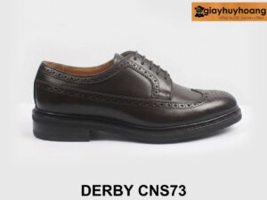 Giày da nam mũi tròn phối jeans kaki Wingtips Derby CNS73 001