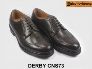 Giày da nam mũi tròn phối jeans kaki Wingtips Derby CNS73 004
