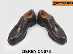 Giày da nam mũi tròn phối jeans kaki Wingtips Derby CNS73 003