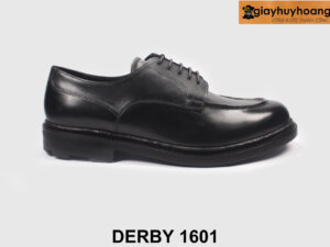 Giày da nam công sở mũi tròn đen cao cấp Derby 1601 001