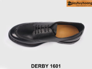 Giày da nam công sở mũi tròn đen cao cấp Derby 1601 006
