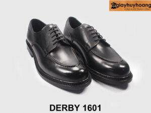 Giày da nam công sở mũi tròn đen cao cấp Derby 1601 005