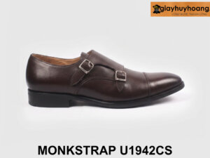 Giày da nam công sở 2 khóa màu nâu Monkstrap U1942cs 001