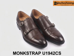 Giày da nam công sở 2 khóa màu nâu Monkstrap U1942cs 004