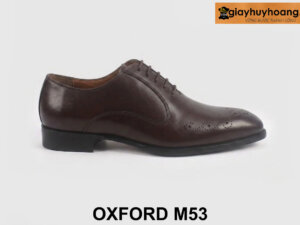 Giày da oxford nam màu nâu đế da bò Brogues M53 001