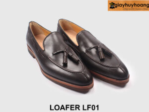 Giày lười nam có chuông đế cao su màu nâu Loafer LF01 005