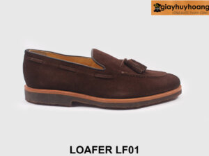 Giày da lười nam da lộn nâu chính hãng Loafer LF01 001