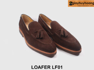 Giày da lười nam da lộn nâu chính hãng Loafer LF01 004