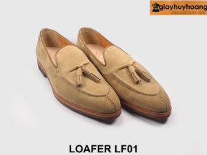 Giày da lười nam da lộn màu Be chính hãng Loafer LF01 004
