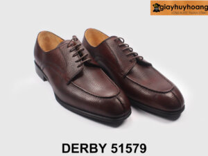 Giày da nam màu nâu dập vân thời trang Derby 51579 004