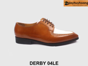 Giày da nam trẻ trung màu bò phối trắng Derby 04LE 001
