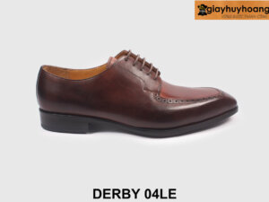Giày da trẻ trung nam màu nâu phối bò Derby 04LE 001