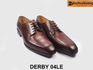 Giày da trẻ trung nam màu nâu phối bò Derby 04LE 004