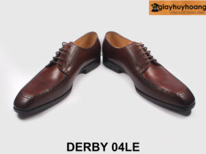 Giày da trẻ trung nam màu nâu phối bò Derby 04LE 003