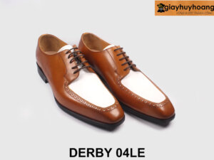 Giày da nam trẻ trung màu bò phối trắng Derby 04LE 004