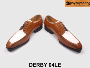 Giày da nam trẻ trung màu bò phối trắng Derby 04LE 003