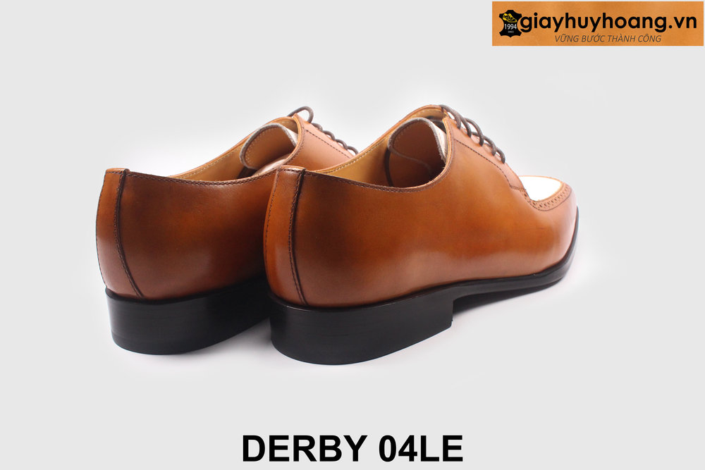 ban-giay-tay-derby-nam-mui-nhon-giayhuyhoang-04le-5 Giày da nam trẻ trung màu bò phối trắng Derby 04LE 002