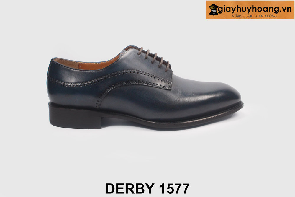 ban-giay-tay-nam-cong-so-thu-cong-derby-1577-1 Giày da nam mũi trơn màu xanh dương Derby 1577 001