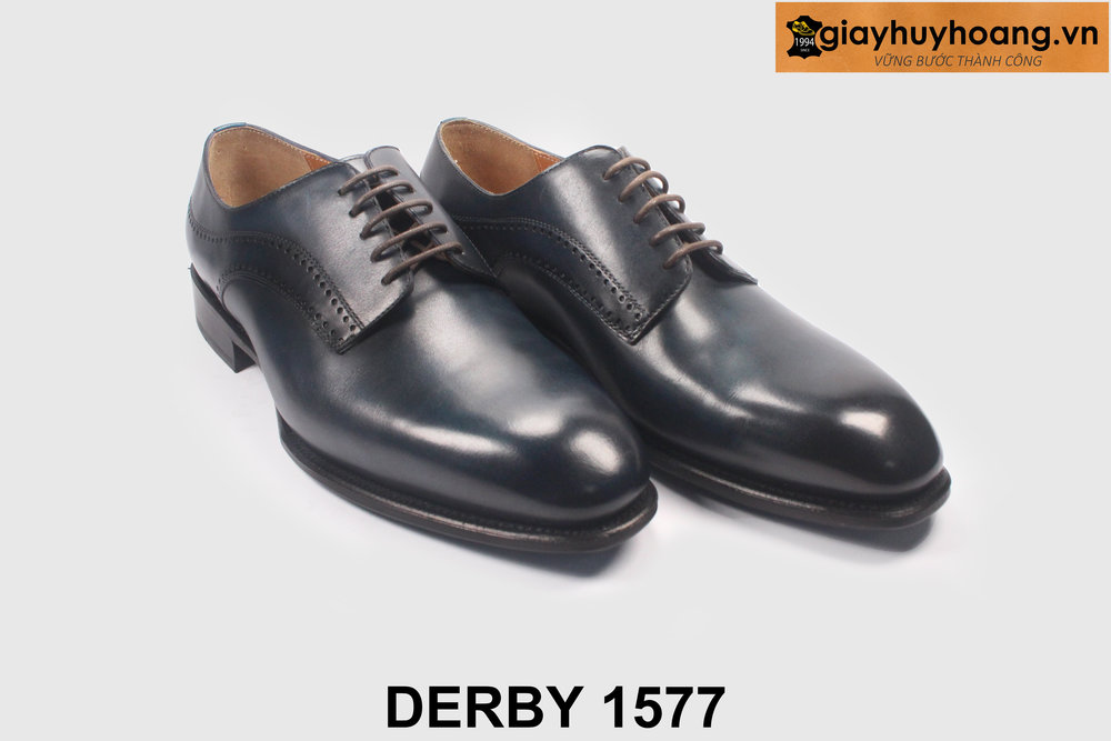 ban-giay-tay-nam-cong-so-thu-cong-derby-1577-3 Giày da nam mũi trơn màu xanh dương Derby 1577 005