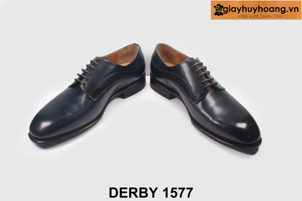 ban-giay-tay-nam-cong-so-thu-cong-derby-1577-4 Giày da nam mũi trơn màu xanh dương Derby 1577 004