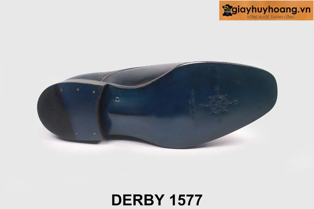 ban-giay-tay-nam-cong-so-thu-cong-derby-1577-6 Giày da nam mũi trơn màu xanh dương Derby 1577 002
