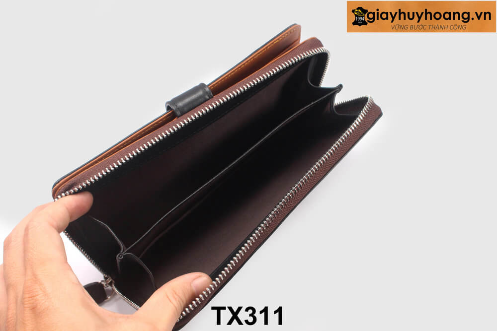 ban-vi-dai-cam-tay-nam-cao-cap-giayhuyhoangvn-tx311-4 Ví da nam dạng dài da bê con cao cấp TX311 004