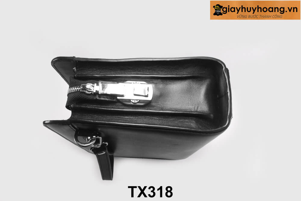 ban-vi-tui-cam-tay-da-nam-cao-cap-giayhuyhoangvn-tx318-4 Túi ví clutch cầm tay màu đen tiện dụng cao cấp TX318 004