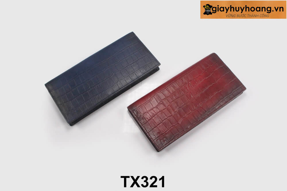 ban-vi-tui-cam-tay-da-nam-cao-cap-giayhuyhoangvn-tx321-1 Ví dài da dập vân cá sấu nam cao cấp TX321 001