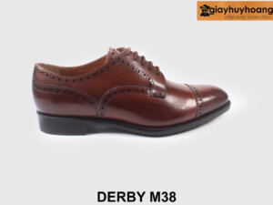 Giày da nam buộc dây màu nâu captoe Derby M38 001