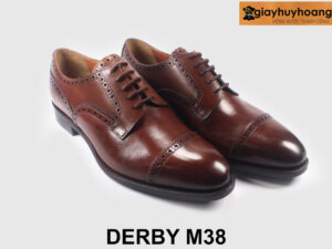 Giày da nam buộc dây màu nâu captoe Derby M38 004