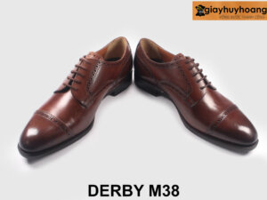 Giày da nam buộc dây màu nâu captoe Derby M38 003