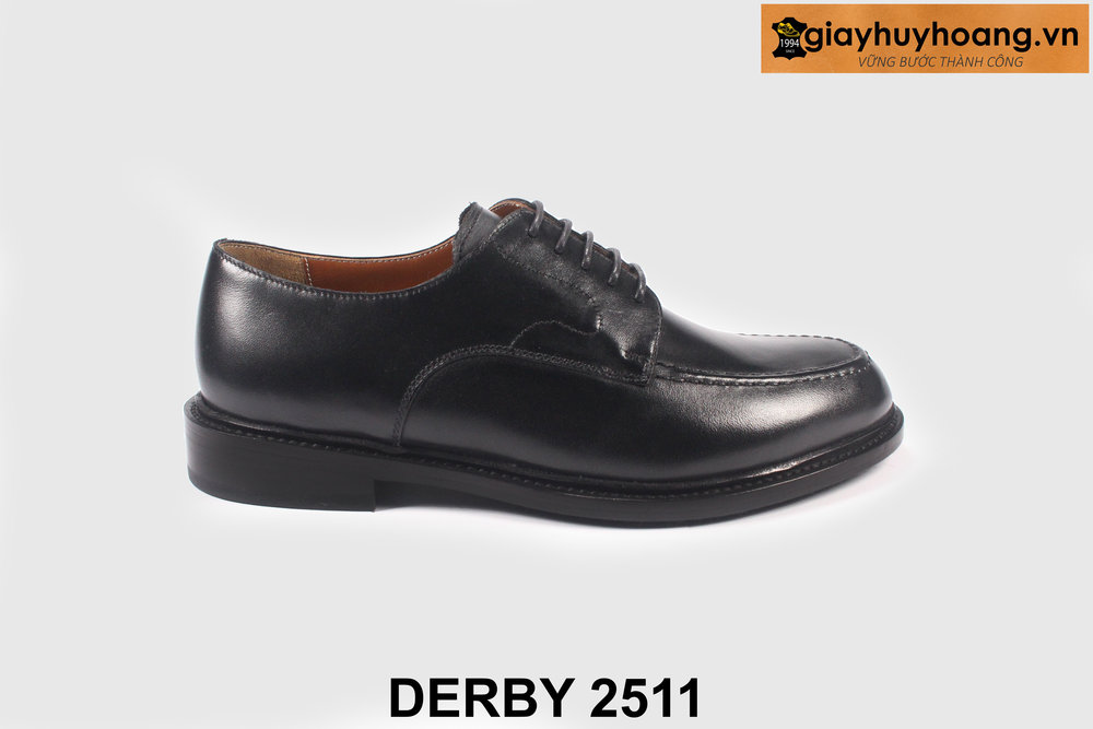 ban-giay-da-derby-nam-mui-tron-2511-giayhuyhoangvn-6 Giày da nam công sở mũi tròn màu đen Derby 2511 001