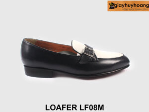 Size 43 Giày lười nam đen phối trắng thời trang Loafer LF08M 001
