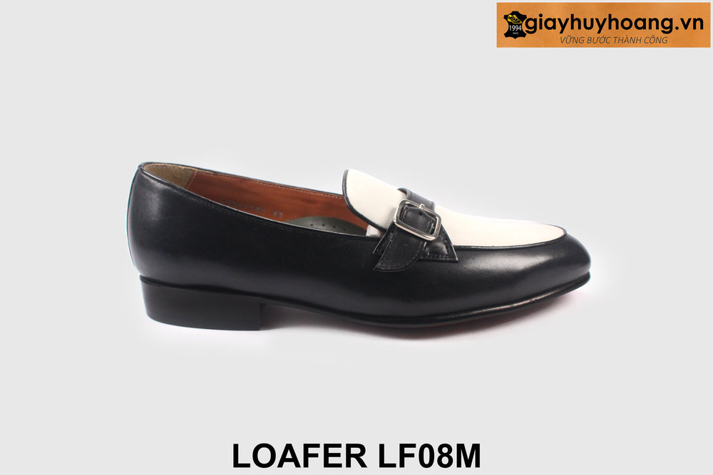ban-giay-da-loafer-den-trang-lf08m-giayhuyhoangvn-1 Size 43 Giày lười nam đen phối trắng thời trang Loafer LF08M 001