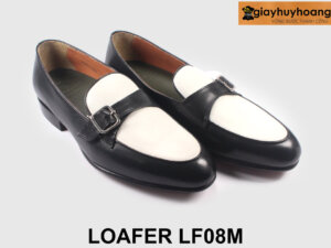 Size 43 Giày lười nam đen phối trắng thời trang Loafer LF08M 004