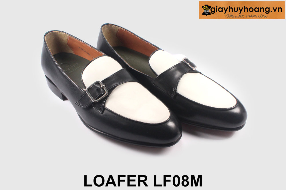 ban-giay-da-loafer-den-trang-lf08m-giayhuyhoangvn-3 Size 43 Giày lười nam đen phối trắng thời trang Loafer LF08M 004