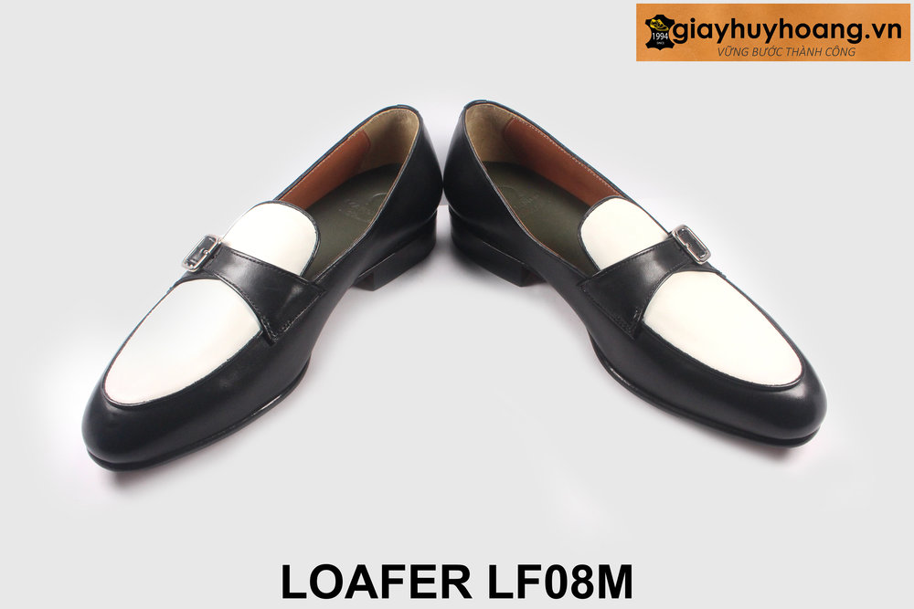 ban-giay-da-loafer-den-trang-lf08m-giayhuyhoangvn-4 Size 43 Giày lười nam đen phối trắng thời trang Loafer LF08M 003