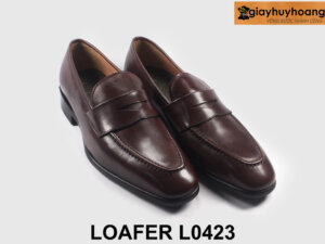 Giày lười nam loafer màu nâu đế khâu chỉ bền bỉ L0423 004
