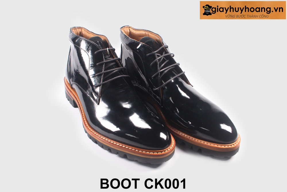 ban-giay-da-nam-co-lung-bong-kinh-ck001-giayhuyhoangvn-3 Size 41 Giày da cổ lửng chukka boot nam đen bóng CK001 005