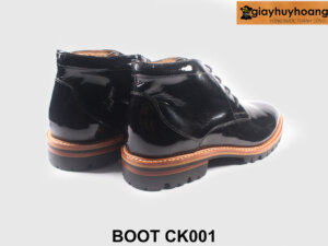Size 41 Giày da cổ lửng chukka boot nam đen bóng CK001 003