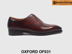 Giày da nam oxford đục lỗ Wingtips đỏ đô cao cấp OF031 001