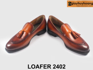 Giày lười da nam màu bò sáng viền nâu Loafer 2402 003